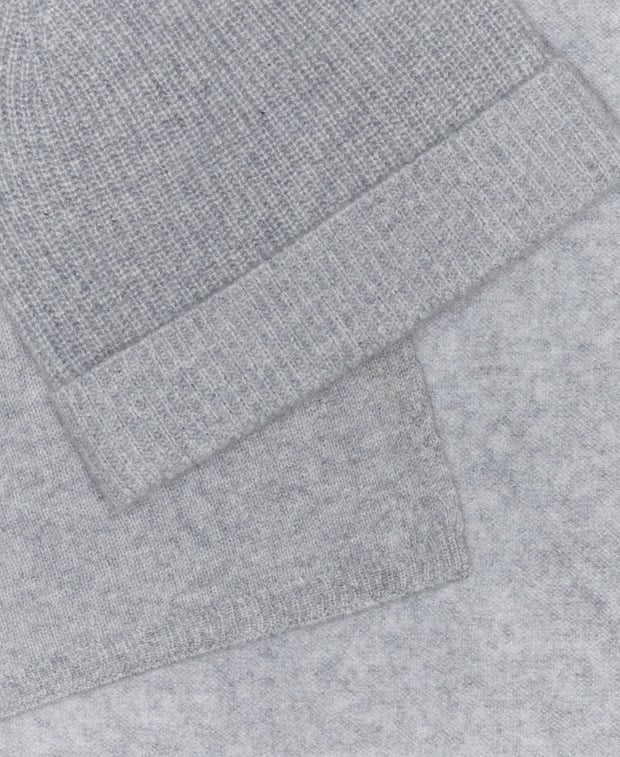 Kaschmir-Set aus Mütze und Schal