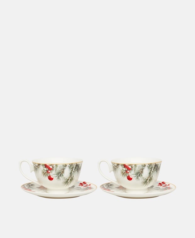 2er Set Kaffeetassen mit Untertasse