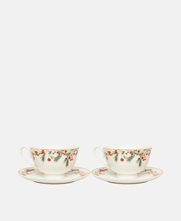2er Set Kaffeetassen mit Untertasse
