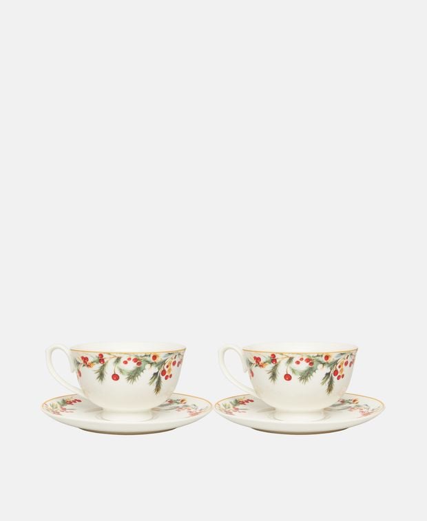 2er Set Kaffeetassen mit Untertasse