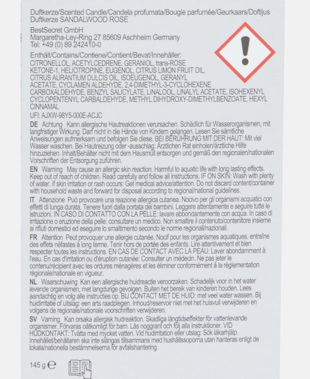 Duftkerze Sandalwood Rose