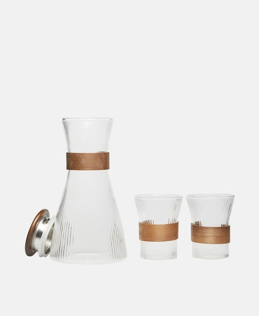 Set aus Karaffe & 2 Gläser