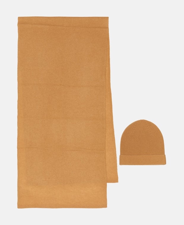 Kaschmir-Set aus Mütze und Schal