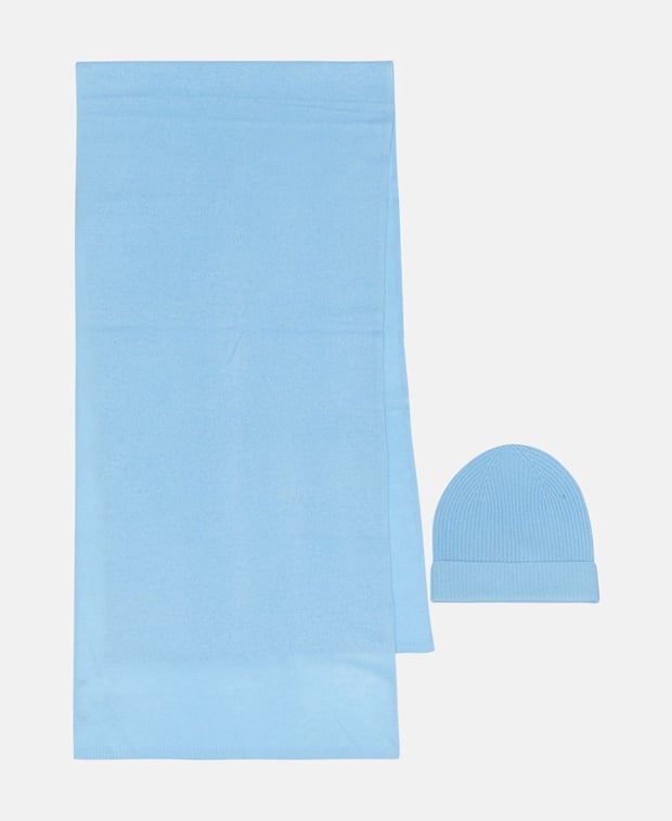 Kaschmir-Set aus Mütze und Schal