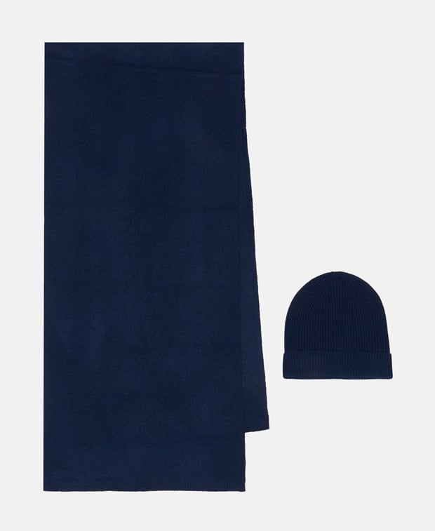 Kaschmir-Set aus Mütze und Schal