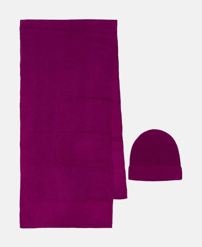 Kaschmir-Set aus Mütze und Schal