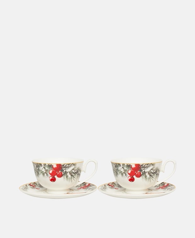 2er Set Kaffeetassen mit Untertasse