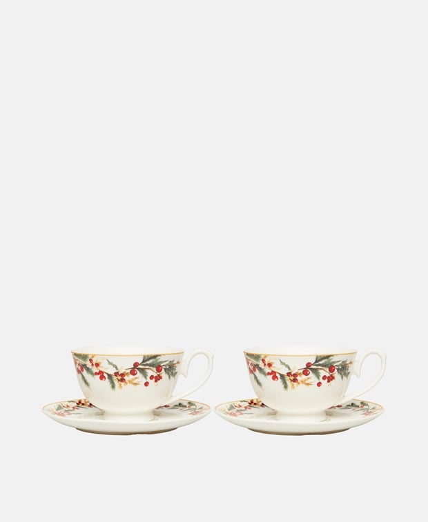 2er Set Kaffeetassen mit Untertasse