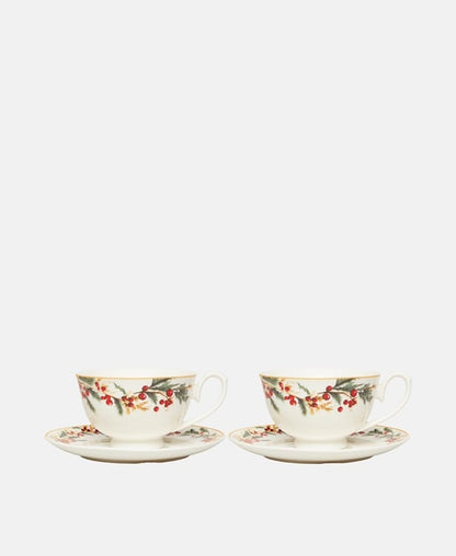 2er Set Kaffeetassen mit Untertasse