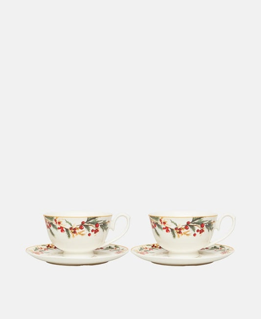 2er Set Kaffeetassen mit Untertasse