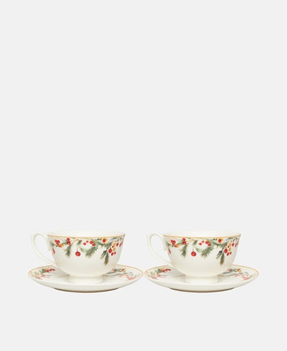 2er Set Kaffeetassen mit Untertasse