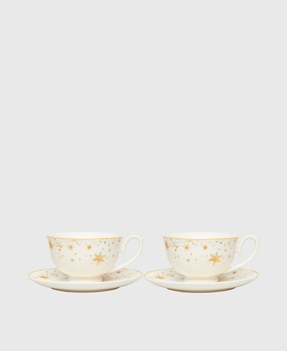 2er Set Kaffeetassen mit Untertasse