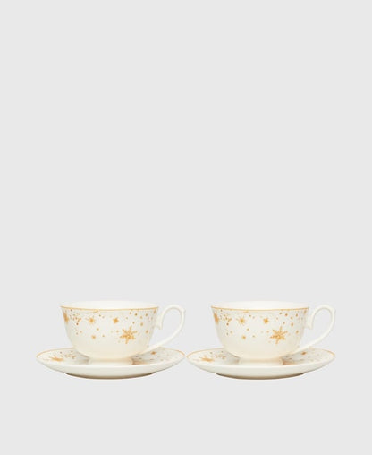 2er Set Kaffeetassen mit Untertasse