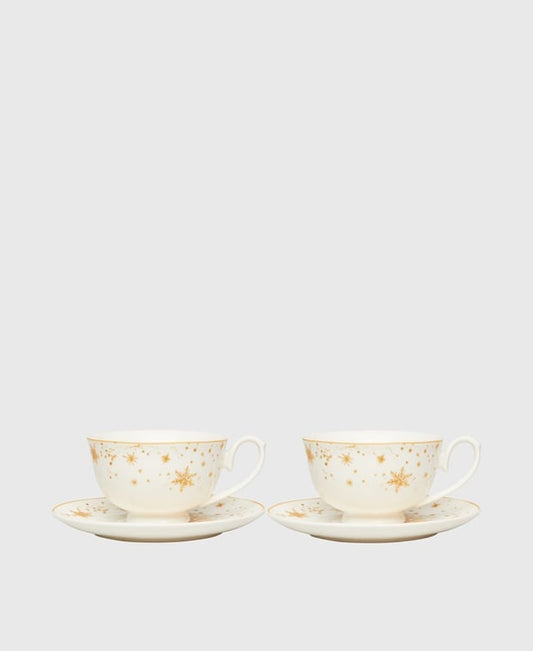 2er Set Kaffeetassen mit Untertasse