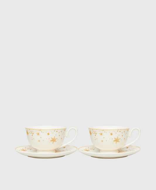2er Set Kaffeetassen mit Untertasse
