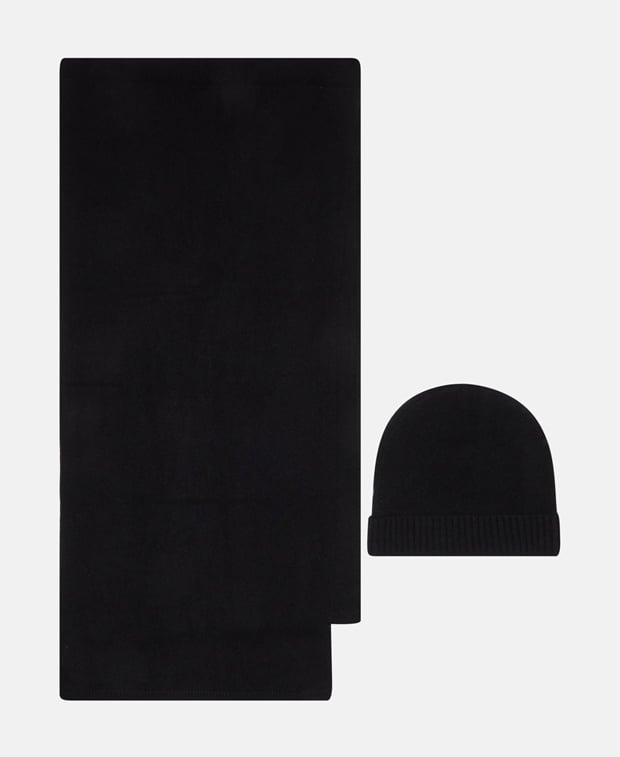 Kaschmir-Set aus Mütze und Schal