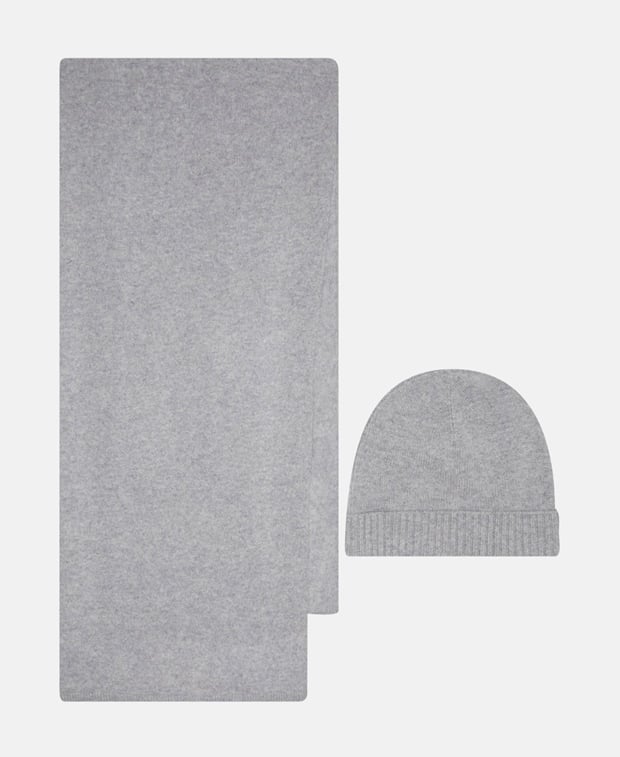 Kaschmir-Set aus Mütze und Schal