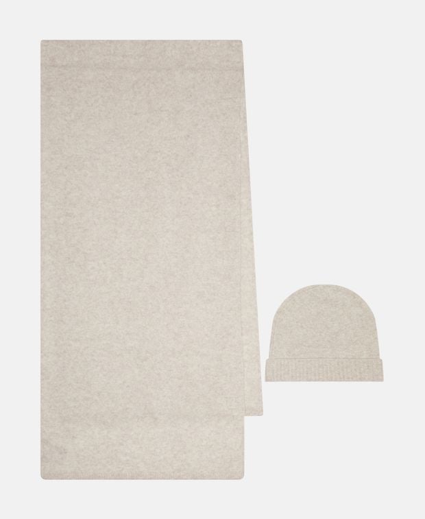 Kaschmir-Set aus Mütze und Schal