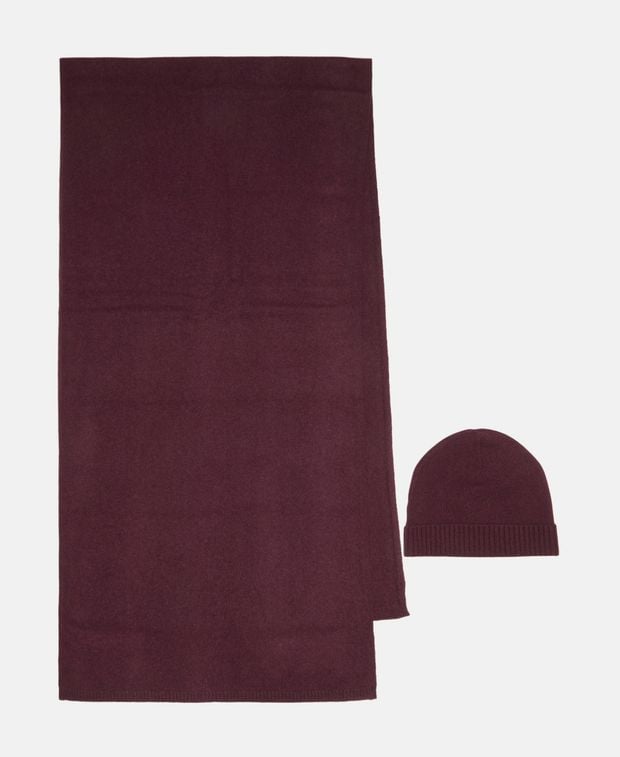 Kaschmir-Set aus Mütze und Schal