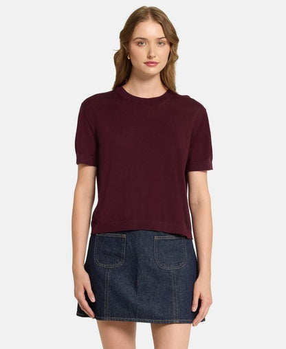 Kurzarm Wollpullover