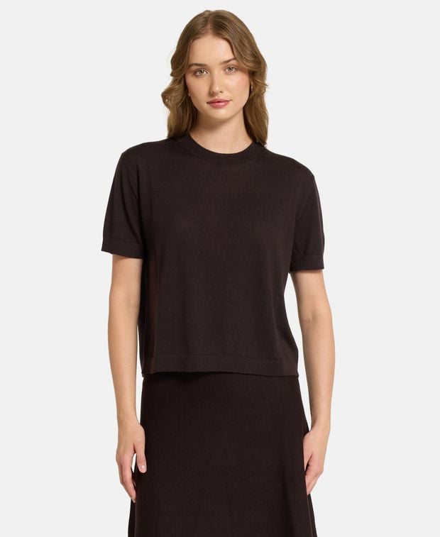Kurzarm Wollpullover