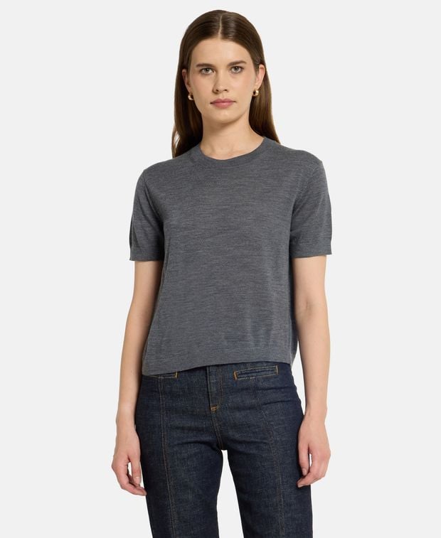 Kurzarm Wollpullover