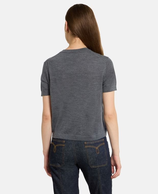 Kurzarm Wollpullover