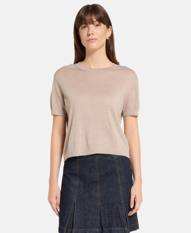 Kurzarm Wollpullover