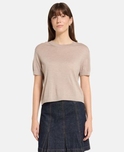 Kurzarm Wollpullover