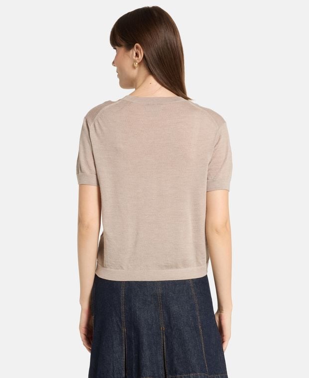 Kurzarm Wollpullover